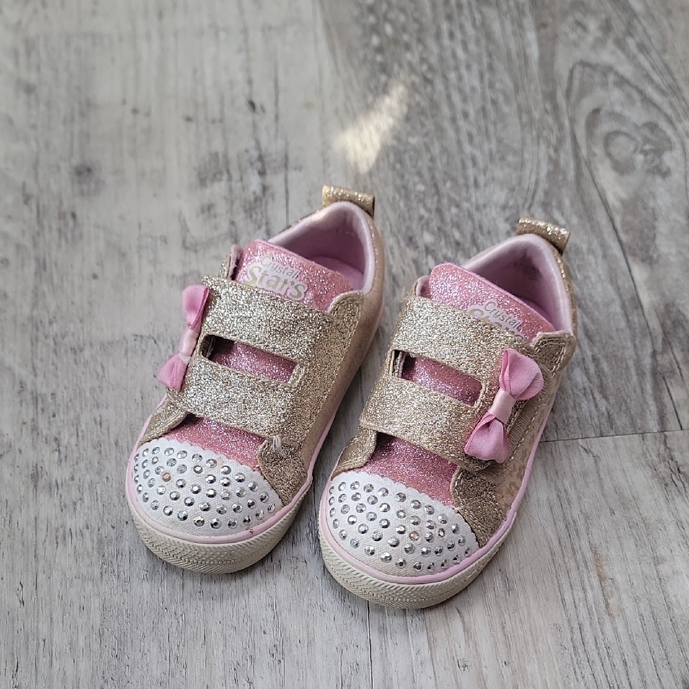 Sparkly Pink and Gold Kids Light Up Shoes